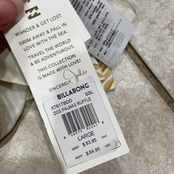 NWT Billabong Sincerely Jules Ruffle Bikini Top L - Picture 6 of 8